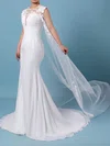 Trumpet/Mermaid Illusion Chiffon Sweep Train Wedding Dresses With Appliques Lace #UKM00023231
