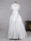 Ball Gown Sweetheart Satin Floor-length Wedding Dresses With Pockets #UKM00023256