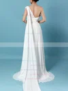 Chiffon One Shoulder Empire Sweep Train Beading Wedding Dresses #UKM00023261