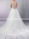 Tulle Scoop Neck Princess Sweep Train Appliques Lace Wedding Dresses #UKM00023309