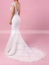 Tulle Scoop Neck Trumpet/Mermaid Sweep Train Appliques Lace Wedding Dresses #UKM00023152