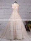 Tulle Scoop Neck Ball Gown Sweep Train Sequins Wedding Dresses #UKM00023173
