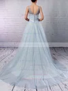 Tulle V-neck Ball Gown Court Train Beading Wedding Dresses #UKM00023241