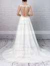 Organza V-neck Princess Court Train Beading Wedding Dresses #UKM00023147