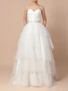 Ball Gown Sweetheart Tulle Sweep Train Wedding Dresses With Tiered #UKM00023216