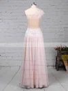 A-line One Shoulder Chiffon Floor-length Appliques Lace Prom Dresses #UKM020105091