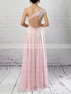 A-line One Shoulder Chiffon Floor-length Appliques Lace Prom Dresses #UKM020105091