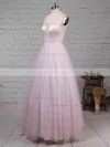 Ball Gown V-neck Tulle Floor-length Beading Prom Dresses #UKM020105114
