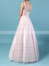Ball Gown V-neck Tulle Floor-length Beading Prom Dresses #UKM020105114