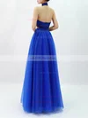 A-line Halter Tulle Floor-length Beading Prom Dresses #UKM020105845