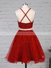 Lace Tulle Square Neckline Princess Short/Mini Beading Prom Dresses #UKM020105897