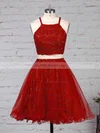 Lace Tulle Square Neckline Princess Short/Mini Beading Prom Dresses #UKM020105897