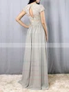A-line Scoop Neck Lace Chiffon Floor-length Sashes / Ribbons Bridesmaid Dresses #UKM01013469