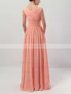 A-line V-neck Chiffon Floor-length Ruffles Bridesmaid Dresses #UKM01013494
