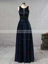 A-line Scoop Neck Satin Floor-length Pockets Bridesmaid Dresses #UKM01013558