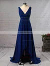 A-line V-neck Chiffon Asymmetrical Beading Bridesmaid Dresses #UKM01013565