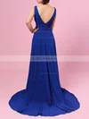 A-line V-neck Chiffon Asymmetrical Beading Bridesmaid Dresses #UKM01013565