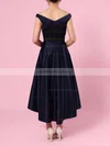 A-line Off-the-shoulder Satin Asymmetrical Ruffles Bridesmaid Dresses #UKM01013570