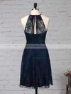 Sheath/Column Scoop Neck Lace Short/Mini Prom Dresses #UKM020105902