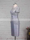 Sheath/Column Scoop Neck Lace Taffeta Knee-length Sashes / Ribbons Mother of the Bride Dresses #UKM01021667