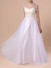 Ball Gown Illusion Tulle Sweep Train Wedding Dresses With Beading #UKM00023351