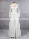 A-line Scoop Neck Chiffon Tulle Floor-length Beading Wedding Dresses #UKM00023359
