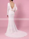Trumpet/Mermaid Scoop Neck Silk-like Satin Sweep Train Wedding Dresses #UKM00023362