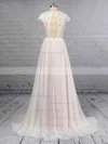 A-line Scoop Neck Lace Chiffon Floor-length Wedding Dresses #UKM00023373