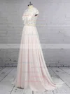 A-line Scoop Neck Lace Chiffon Floor-length Wedding Dresses #UKM00023373