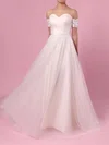 Ball Gown Off-the-shoulder Tulle Sweep Train Wedding Dresses With Lace #UKM00023388
