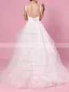 Ball Gown V-neck Organza Tulle Floor-length Cascading Ruffles Wedding Dresses #UKM00023407
