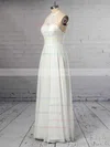 A-line Scoop Neck Chiffon Floor-length Lace Wedding Dresses #UKM00023409