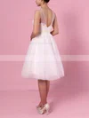 A-line Scoop Neck Tulle Knee-length Appliques Lace Wedding Dresses #UKM00023419