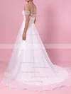 Princess Off-the-shoulder Organza Tulle Sweep Train Sequins Wedding Dresses #UKM00023423
