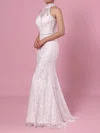 Trumpet/Mermaid High Neck Lace Floor-length Wedding Dresses With Beading #UKM00023454