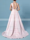 Ball Gown Halter Satin Sweep Train Beading Wedding Dresses #UKM00023465