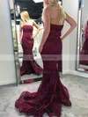 Trumpet/Mermaid Strapless Lace Sweep Train Prom Dresses #UKM020106440