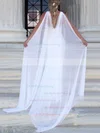 Lace Chiffon V-neck A-line Sweep Train Appliques Lace Wedding Dresses #UKM00023469