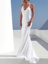 Trumpet/Mermaid V-neck Sequined Sweep Train Wedding Dresses #UKM00023473
