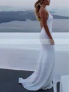 Sequined V-neck Trumpet/Mermaid Sweep Train Wedding Dresses #UKM00023473