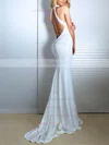 Sequined High Neck Trumpet/Mermaid Sweep Train Wedding Dresses #UKM00023480