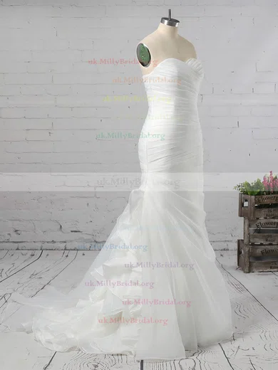 Strapless Open Back Sweetheart Wedding Dresses With Trumpet Sweep Train,  MW193