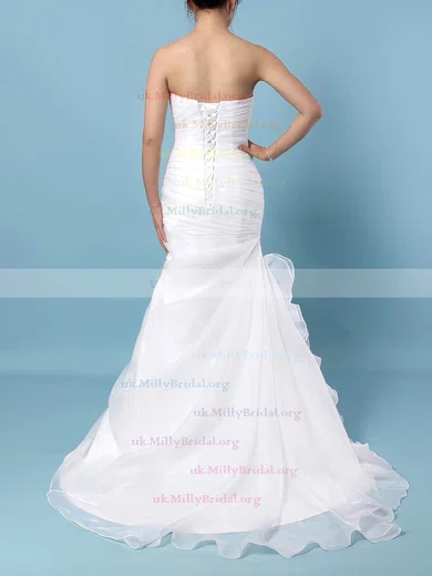 Strapless Open Back Sweetheart Wedding Dresses With Trumpet Sweep Train,  MW193