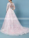 Tulle V-neck Ball Gown Sweep Train Appliques Lace Wedding Dresses #UKM00023379
