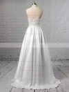 Satin Tulle Scoop Neck Princess Sweep Train Appliques Lace Wedding Dresses #UKM00023420