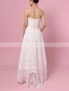 Lace Strapless A-line Asymmetrical Sashes / Ribbons Wedding Dresses #UKM00023425