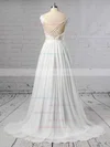 Chiffon Tulle Scoop Neck A-line Sweep Train Lace Wedding Dresses #UKM00023440