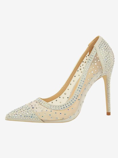Women's Pumps Stiletto Heel Silver Leatherette Wedding Shoes #UKM03030871