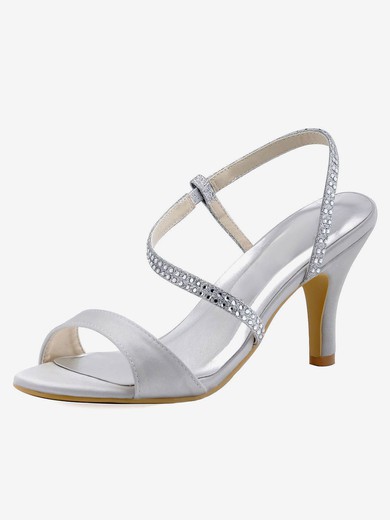 Women's Pumps Cone Heel White Satin Wedding Shoes #UKM03030878