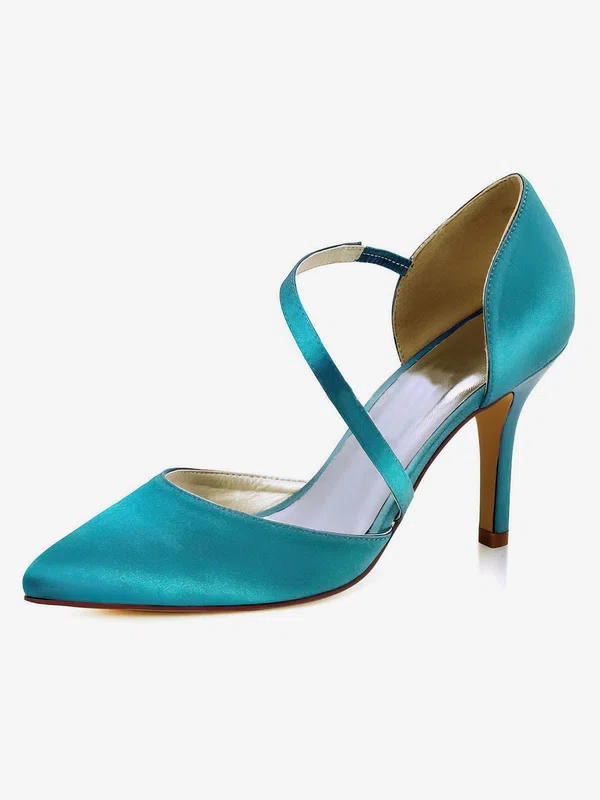 Women's Pumps Stiletto Heel Satin Wedding Shoes #UKM03030888